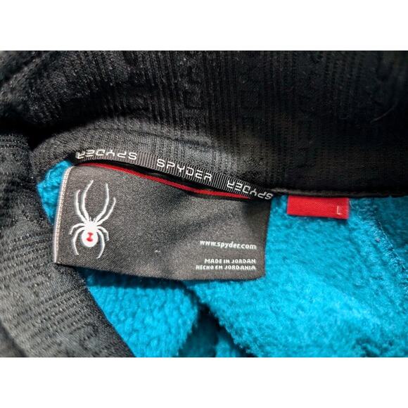 Spyder Jacket Foremost Black Turquoise Blue Heavyweight Stryke Zip Men's Size L - Picture 5 of 7